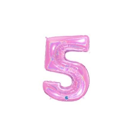 PALLONCINI MYLAR N.5 ROSA GLITTER 102CM