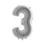 PALL. MYLAR NUMERO 3 CM 36 ARGENTO