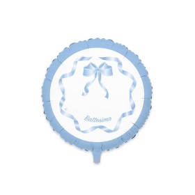 PALLONCINI MYLAR TONDO 60CM BATTESIMO CELESTE