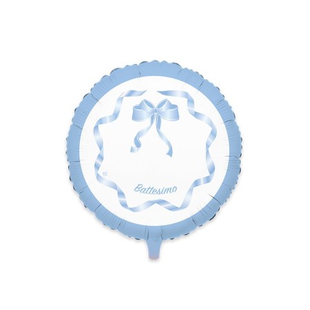 PALLONCINI MYLAR TONDO 60CM BATTESIMO CELESTE