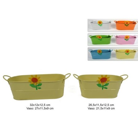 VASI OVALI LATTA SET 2PZ C/GIRASOLE