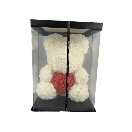 ORSO CON CUORE IN PLASTICA COL. ROSSO CM.40