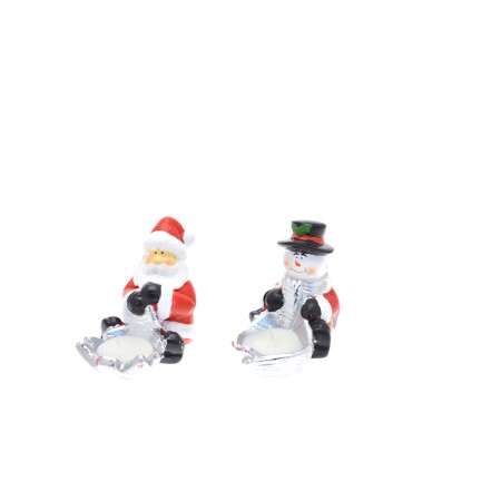 PORTA CANDELE CERAMICA ARGENTO/ROSSO