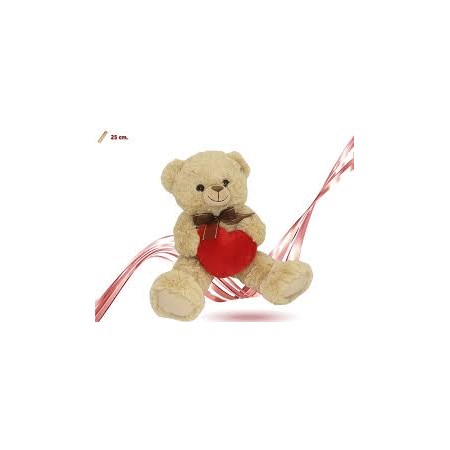 ORSO PELUCHE CON FIOCCO E CUORE CM.25