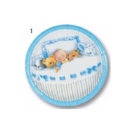 PIATTI PZ 10 23CM CART. PLAST. BABY BOY
