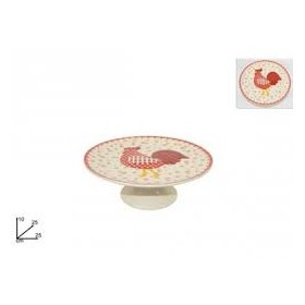 ALZATINA C/GALLINA E FIORI 10 CM DIAM.25CM