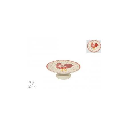 ALZATINA C/GALLINA E FIORI 10 CM DIAM.25CM