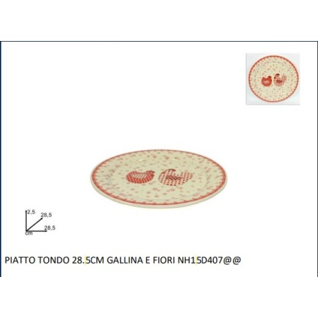 PIATTO TONDO 28.5 CM GALLINA E FIORI