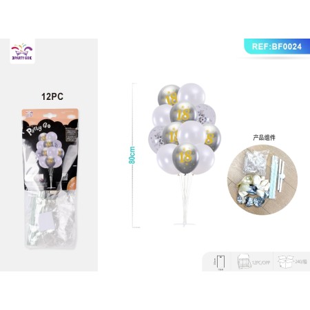 SET PALLONCINI 18 ARGENTO BIANCO 80CM