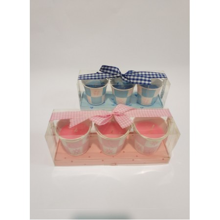 SET 3 VASI IN LATTA C/CANDELE 3 FIORI - 01660009.