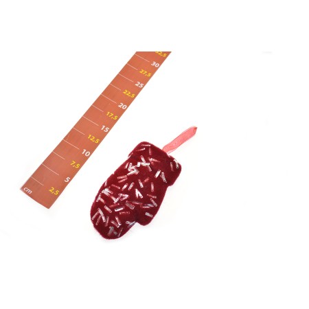 APP.GUANTO 8X15CM DIAMANTI ROSSO/ARGENTO