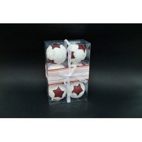 BOX 6 SFERE 9CM STAR IN YUTA ROSSO