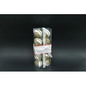 BOX 10 SFERE 6CM RICAMATE ORO