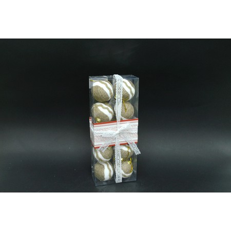 BOX 10 SFERE 6CM RICAMATE ORO