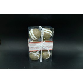 BOX 6 SFERE 9CM RICAMATE ORO