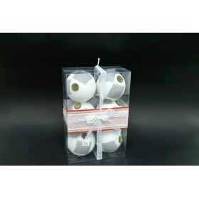 BOX 6 SFERE 9CM BOTTONE ARGENTO.