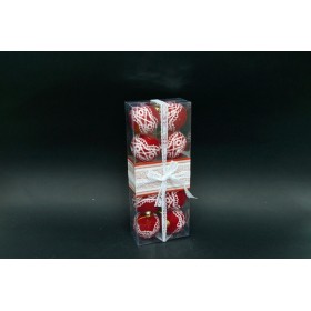 BOX 10 SFERE 6CM DECORATA STOFFA ROSSO
