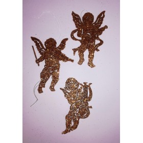 SET 3 ANGELI GLITTER CM. 10 ARANCIO