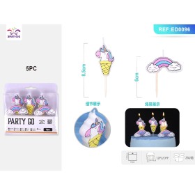 CANDELA UNICORNO ARCOBALENO 8.5CM