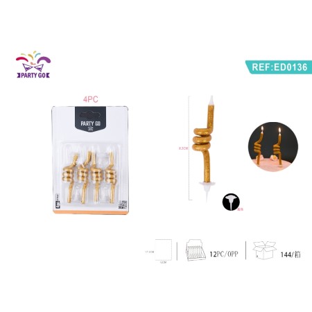 CANDELA SPIRALE GLITTER ORO 8.3CM