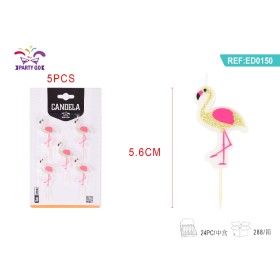 CANDELA GLITTER ARGENTO FENICOTTERO 5CM