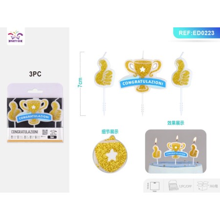 CANDELA CONGRATULAZIONI COPPA GLITTER