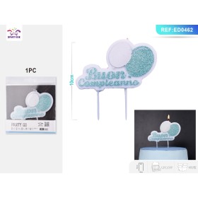 CANDELA BUON COMPLEANNO PALLONCINO BLU