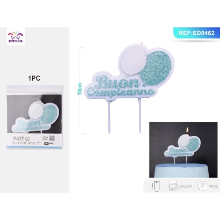 CANDELA BUON COMPLEANNO PALLONCINO BLU