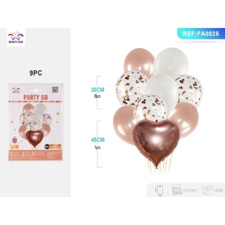 SET DI PALLONCINI CUORE ROSA ORO