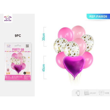 SET DI PALLONCINI CUORE ROSA