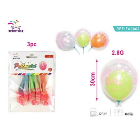 PALLONCINI IL LATTICE DOPPIO STRATO TRASPARENTE ITS A GIRL