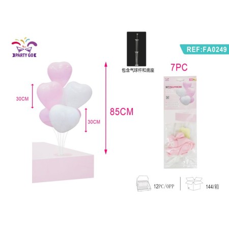 SET PALLONCINI CUORE ROSA BIANCO 85CM