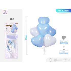 SET PALLONCINI CUORE BLU BIANCO 85CM