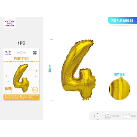 PALLONCINO MYLAR ORO NUMERO 4 40CM