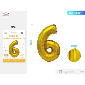 PALLONCINO MYLAR ORO NUMERO 6 40CM