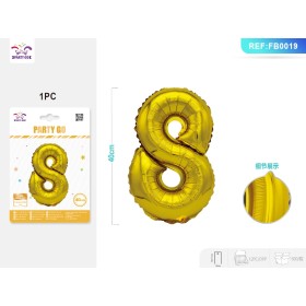 PALLONCINO MYLAR ORO NUMERO 8 40CM
