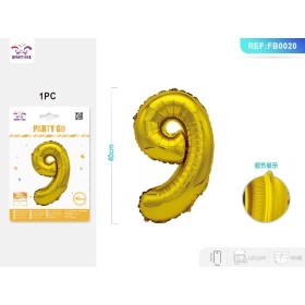 PALLONCINO MYLAR ORO NUMERO 9 40CM