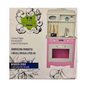 CUCINA LEGNO MEDIA C/ACCESSORI ROSA