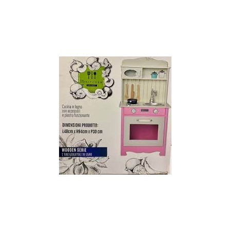 CUCINA LEGNO MEDIA C/ACCESSORI ROSA