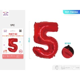 PALLONCINO MYLAR ROSSO NUMERO 5 40CM