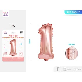 PALLONCINO MYLAR ORO ROSA NUMERO 1 40CM