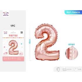 PALLONCINO MYLAR ORO ROSA NUMERO 2 40CM