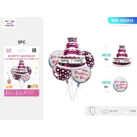 SET PALLONCINI MYLAR PARTY TORTA HAPPY