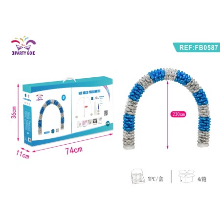 SET PALLONCINI ARCO QUADRIFOGLIO BLU ARGENTO