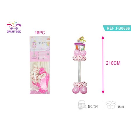 SET PALLONCINI MYLAR TORTA ROSA 210CM