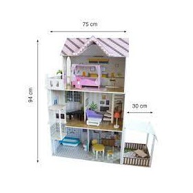 CASA BAMBOLE IN LEGNO CON ACCESSORI