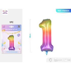 PALLONCINI MYLAR COLORE NUMERO 1 40CM