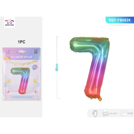 PALLONCINI MYLAR COLORE NUMERO 7 40CM