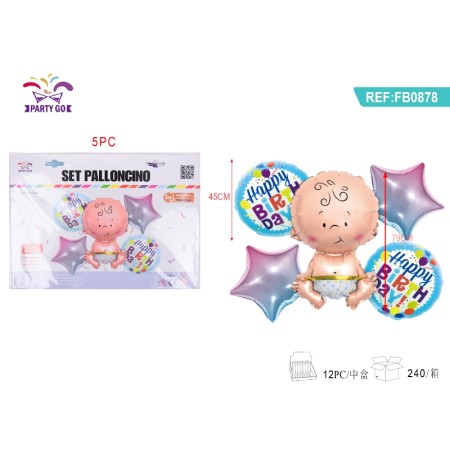 SET PALLONCINI HAPPY BIRTHDAY BABY BOY