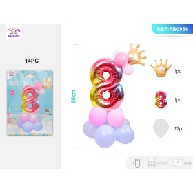 SET PALLONCINI MYLAR NUMERO 8 COLORE CM.80